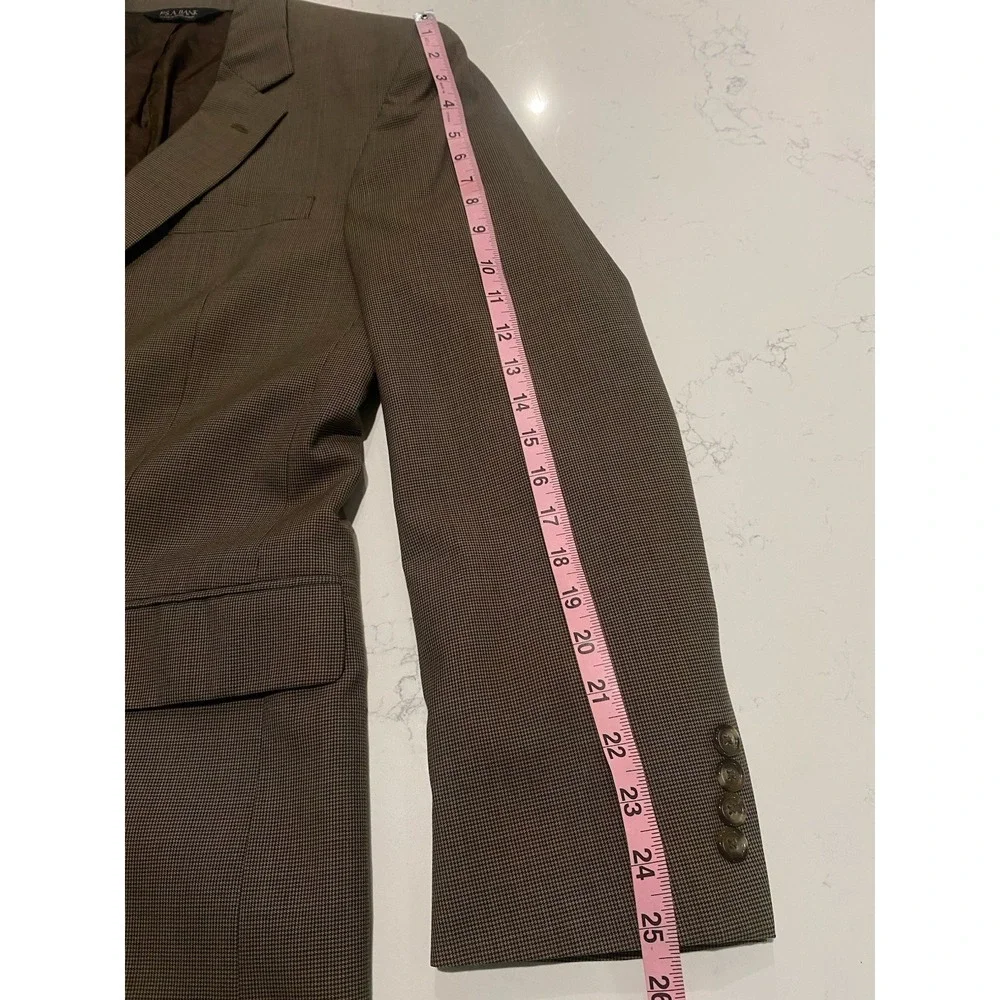 Jos. A. Bank 40L Brown Houndstooth 100% Wool Sport Coat Blazer Mens Flawed
